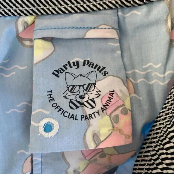 Party Pants Men’s Neon Blue Super Star Fish Swim Trunks Board Shorts Medium - Picture 10 of 12